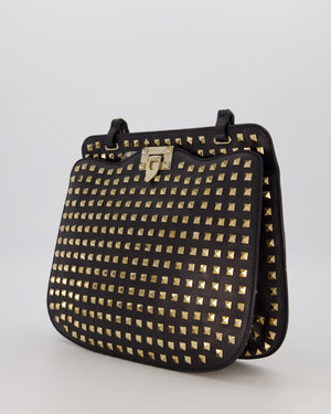 Valentino Black Rockstud Shoulder Bag with Gold Hardware