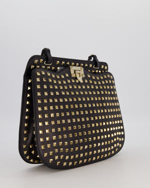 Valentino Black Rockstud Shoulder Bag with Gold Hardware