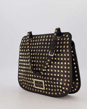 Valentino Black Rockstud Shoulder Bag with Gold Hardware