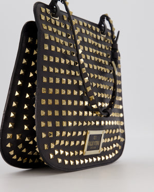 Valentino Black Rockstud Shoulder Bag with Gold Hardware