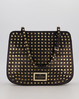 Valentino Black Rockstud Shoulder Bag with Gold Hardware