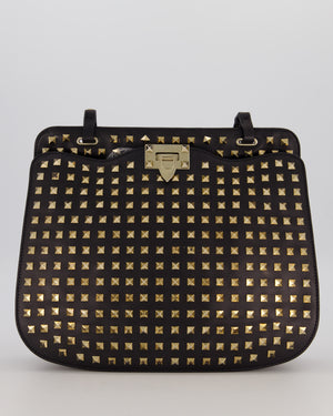 Valentino Black Rockstud Shoulder Bag with Gold Hardware