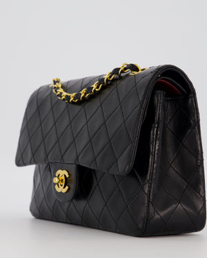 Chanel Black Vintage Medium Classic Double Flap Bag in Lambskin Leather with 24K Gold Hardware