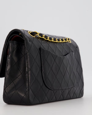 Chanel Black Vintage Medium Classic Double Flap Bag in Lambskin Leather with 24K Gold Hardware