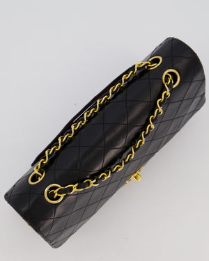 Chanel Black Vintage Medium Classic Double Flap Bag in Lambskin Leather with 24K Gold Hardware