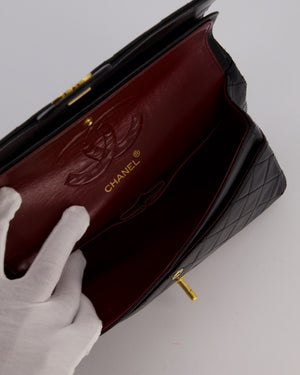 Chanel Black Vintage Medium Classic Double Flap Bag in Lambskin Leather with 24K Gold Hardware