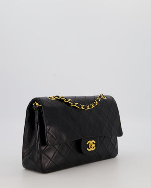 Chanel Black Vintage Medium Classic Double Flap Bag in Lambskin Leather with 24K Gold Hardware