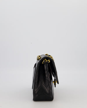 Chanel Black Vintage Medium Classic Double Flap Bag in Lambskin Leather with 24K Gold Hardware