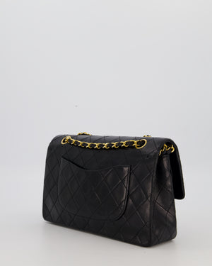 Chanel Black Vintage Medium Classic Double Flap Bag in Lambskin Leather with 24K Gold Hardware