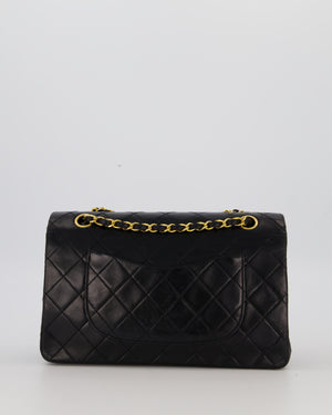 Chanel Black Vintage Medium Classic Double Flap Bag in Lambskin Leather with 24K Gold Hardware