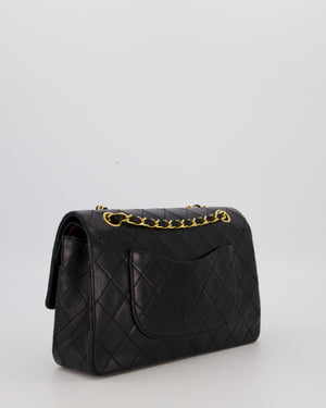 Chanel Black Vintage Medium Classic Double Flap Bag in Lambskin Leather with 24K Gold Hardware