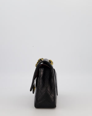 Chanel Black Vintage Medium Classic Double Flap Bag in Lambskin Leather with 24K Gold Hardware