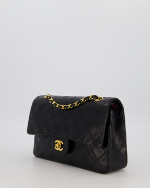 Chanel Black Vintage Medium Classic Double Flap Bag in Lambskin Leather with 24K Gold Hardware