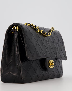 Chanel Black Vintage Medium Classic Double Flap Bag in Lambskin Leather with 24K Gold Hardware