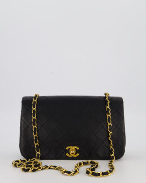 Chanel Black Vintage Small Classic Single Flap Bag in Lambskin Leather with 24K Gold Hardware