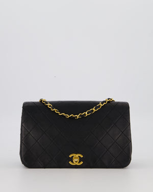 Chanel Black Vintage Small Classic Single Flap Bag in Lambskin Leather with 24K Gold Hardware