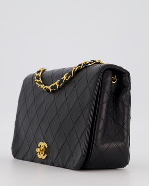 Chanel Black Vintage Small Classic Single Flap Bag in Lambskin Leather with 24K Gold Hardware