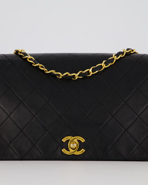 Chanel Black Vintage Small Classic Single Flap Bag in Lambskin Leather with 24K Gold Hardware