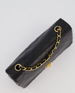 Chanel Black Vintage Small Classic Single Flap Bag in Lambskin Leather with 24K Gold Hardware