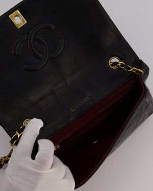 Chanel Black Vintage Small Classic Single Flap Bag in Lambskin Leather with 24K Gold Hardware