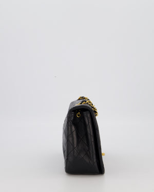 Chanel Black Vintage Small Classic Single Flap Bag in Lambskin Leather with 24K Gold Hardware