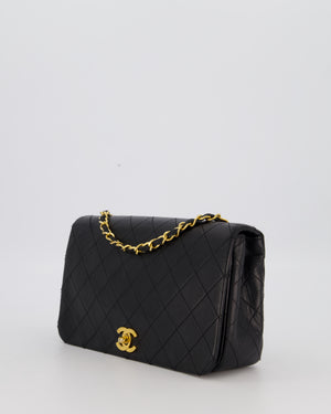 Chanel Black Vintage Small Classic Single Flap Bag in Lambskin Leather with 24K Gold Hardware
