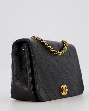 Chanel Black Vintage Small Classic Single Flap Bag in Lambskin Leather with 24K Gold Hardware