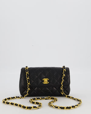Chanel Black Vintage Ultra Mini Rectangular Classic Single Flap Bag in Lambskin Leather with 24K Gold Hardware