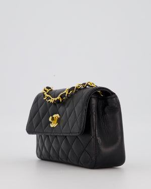 Chanel Black Vintage Ultra Mini Rectangular Classic Single Flap Bag in Lambskin Leather with 24K Gold Hardware