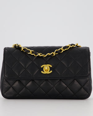 Chanel Black Vintage Ultra Mini Rectangular Classic Single Flap Bag in Lambskin Leather with 24K Gold Hardware
