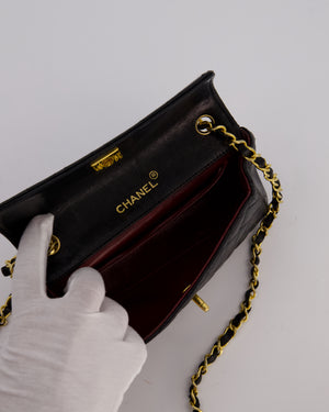 Chanel Black Vintage Ultra Mini Rectangular Classic Single Flap Bag in Lambskin Leather with 24K Gold Hardware