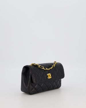 Chanel Black Vintage Ultra Mini Rectangular Classic Single Flap Bag in Lambskin Leather with 24K Gold Hardware