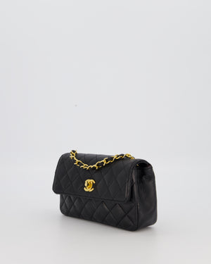 Chanel Black Vintage Ultra Mini Rectangular Classic Single Flap Bag in Lambskin Leather with 24K Gold Hardware