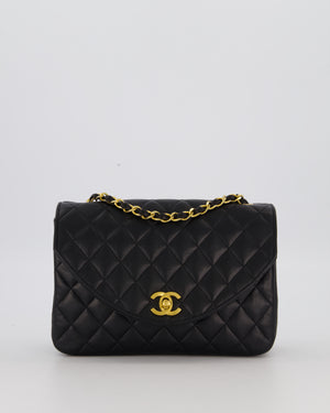 Chanel Black Vintage Small Square Classic Single Flap Bag in Lambskin Leather with 24K Gold Hardware