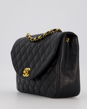 Chanel Black Vintage Small Square Classic Single Flap Bag in Lambskin Leather with 24K Gold Hardware