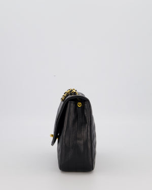 Chanel Black Vintage Small Square Classic Single Flap Bag in Lambskin Leather with 24K Gold Hardware
