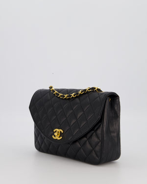 Chanel Black Vintage Small Square Classic Single Flap Bag in Lambskin Leather with 24K Gold Hardware