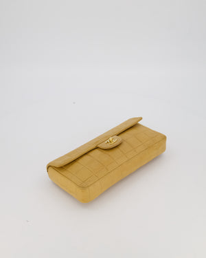 Chanel Beige Vintage East West Chocolate Bar Flap Bag in Lambskin Leather with 24K Gold Hardware