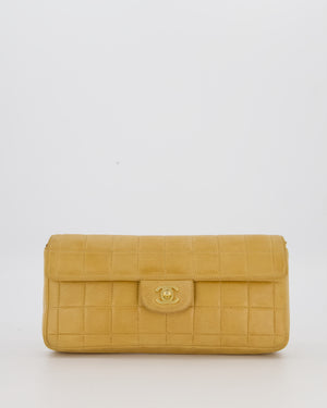 Chanel Beige Vintage East West Chocolate Bar Flap Bag in Lambskin Leather with 24K Gold Hardware