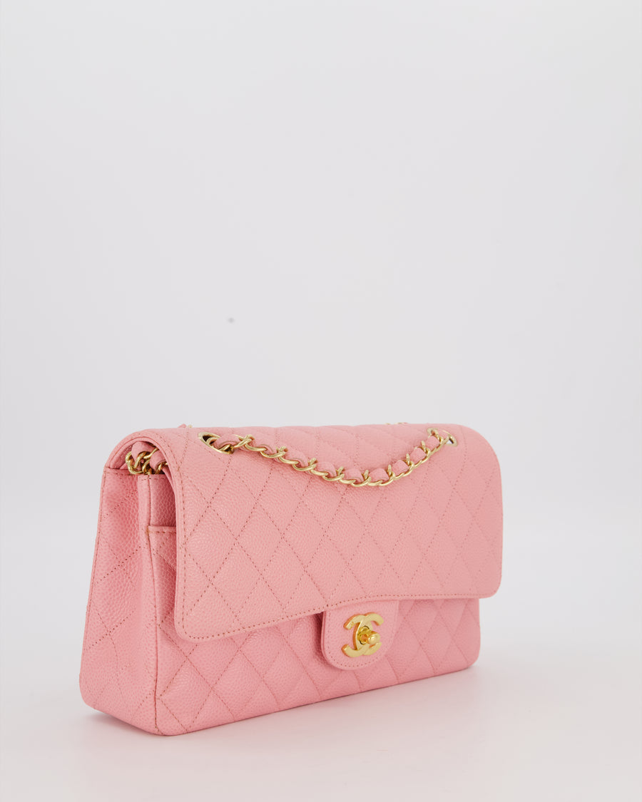 *HOT* Chanel Bubblegum Pink Vintage Classic Medium Double Flap Bag in Caviar Leather with 24K Gold Hardware