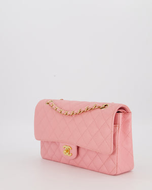 *HOT* Chanel Bubblegum Pink Vintage Classic Medium Double Flap Bag in Caviar Leather with 24K Gold Hardware