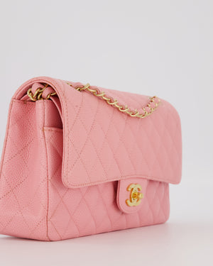 *HOT* Chanel Bubblegum Pink Vintage Classic Medium Double Flap Bag in Caviar Leather with 24K Gold Hardware
