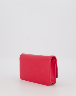 Chanel Fuchsia Pink Wallet on Chain Bag in Caviar Leather with Silver Hardware & Pink and Purple CC Logo