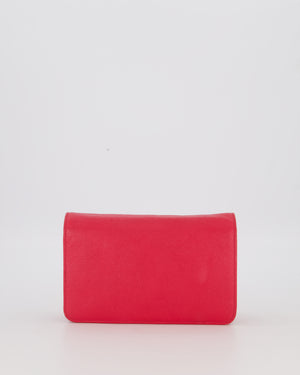 Chanel Fuchsia Pink Wallet on Chain Bag in Caviar Leather with Silver Hardware & Pink and Purple CC Logo