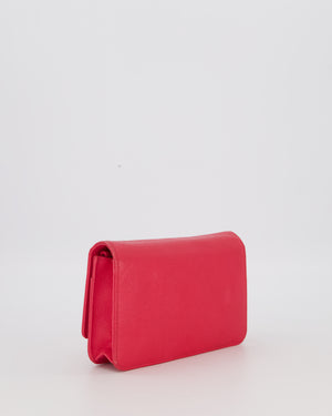 Chanel Fuchsia Pink Wallet on Chain Bag in Caviar Leather with Silver Hardware & Pink and Purple CC Logo