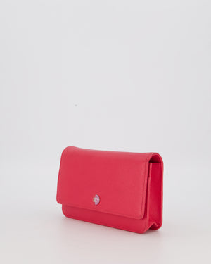 Chanel Fuchsia Pink Wallet on Chain Bag in Caviar Leather with Silver Hardware & Pink and Purple CC Logo