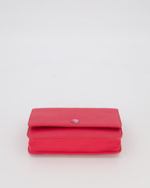 Chanel Fuchsia Pink Wallet on Chain Bag in Caviar Leather with Silver Hardware & Pink and Purple CC Logo