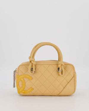 Chanel Beige Vintage Small Cambon Bowling Shoulder Bag in Lambskin Leather with Silver Hardware