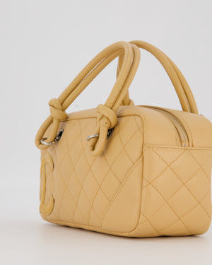 Chanel Beige Vintage Small Cambon Bowling Shoulder Bag in Lambskin Leather with Silver Hardware