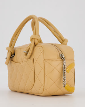 Chanel Beige Vintage Small Cambon Bowling Shoulder Bag in Lambskin Leather with Silver Hardware